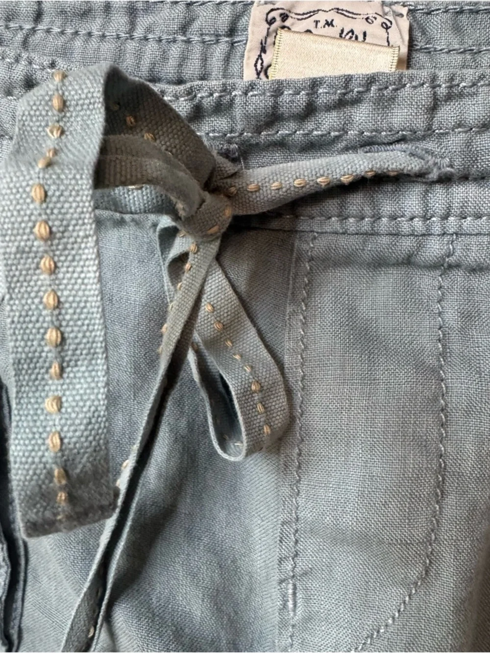 Lucky Brand 100% Linen Roll Up Utility Shorts in Blue  Sz 8 / 29 - Picture 5 of 14